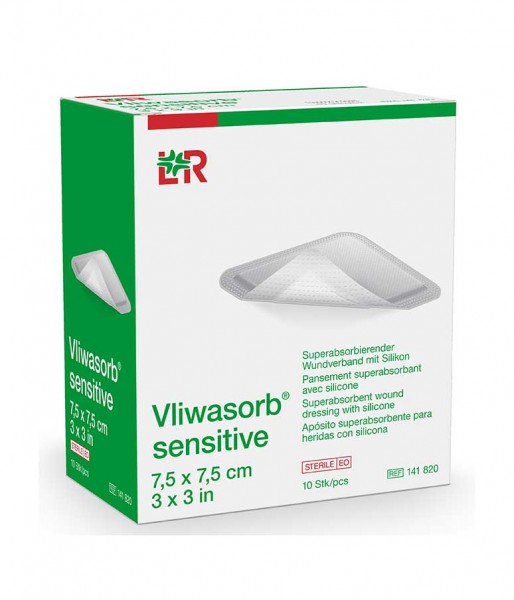 Superabsorbierender Wundverband L&R Vliwasorb sensitive mit Silikon-Wundschichtkontakt steril