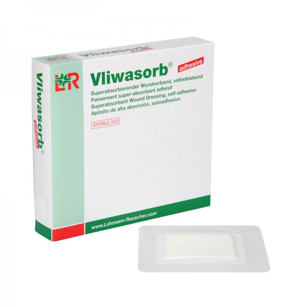 Superabsorberkompressen L&R Vliwasorb adhesive selbstklebend steril