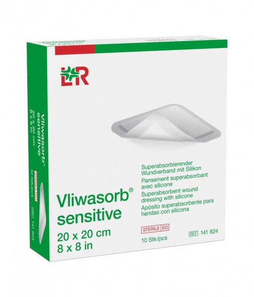 Superabsorbierender Wundverband L&R Vliwasorb sensitive mit Silikon-Wundschichtkontakt steril